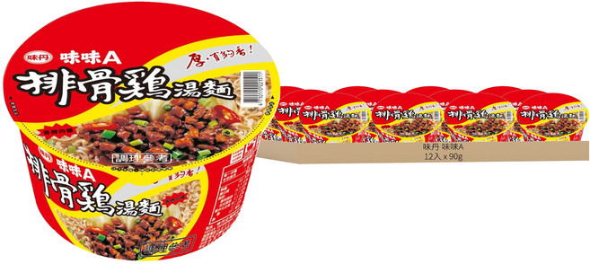 味丹 味味A 排骨雞湯麵 90g, 12入