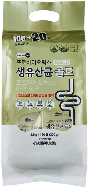 서울약사신협 갤러리아 락토온 프로바이오틱스 생유산균 골드 120p, 300g, 1개