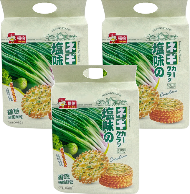 日日旺 福伯 香蔥薄脆餅乾, 3包, 260g