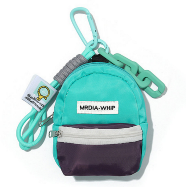 모아모어 백팩 미니 파우치 이어폰 립밤 케이스 키링 동전지갑, 민트, 1개