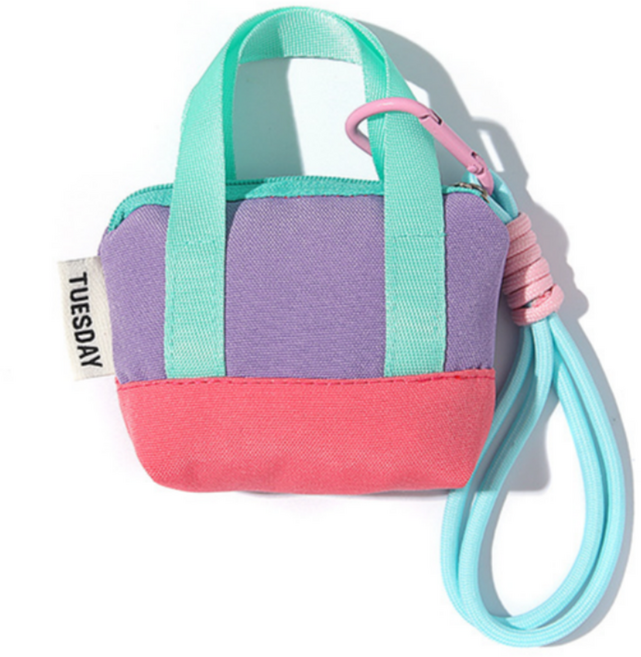 모아모어 토트 미니 파우치 이어폰 립밤 케이스 키링 동전지갑, 퍼플, 1개