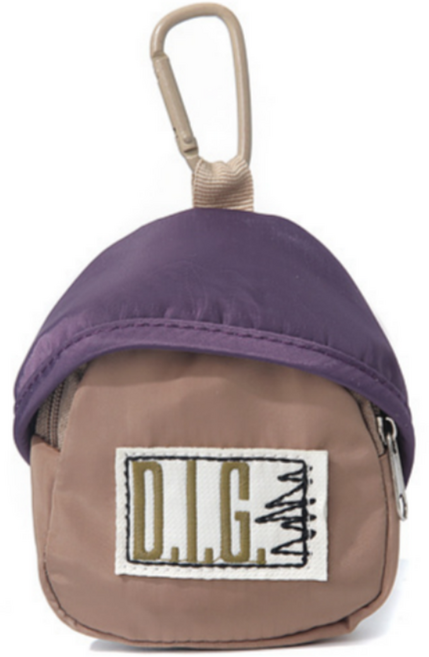 모아모어 토리 미니 파우치 이어폰 립밤 케이스 키링 동전지갑, 브라운, 1개