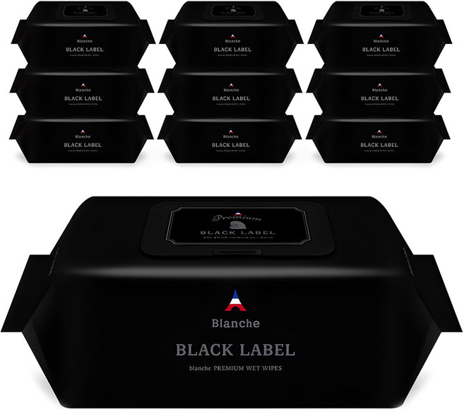 블랑슈 프리미엄 블랙 라벨 아기물티슈 캡형, 76g, 72매, 10개