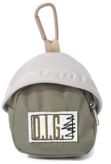 모아모어 토리 미니 파우치 이어폰 립밤 케이스 키링 동전지갑, 카키, 1개