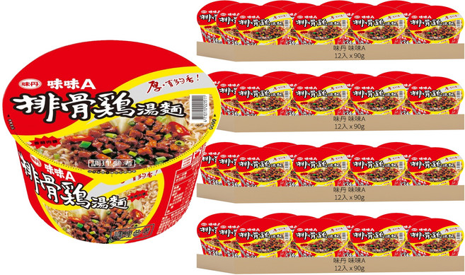 味丹 味味A 排骨雞湯麵 90g, 48入