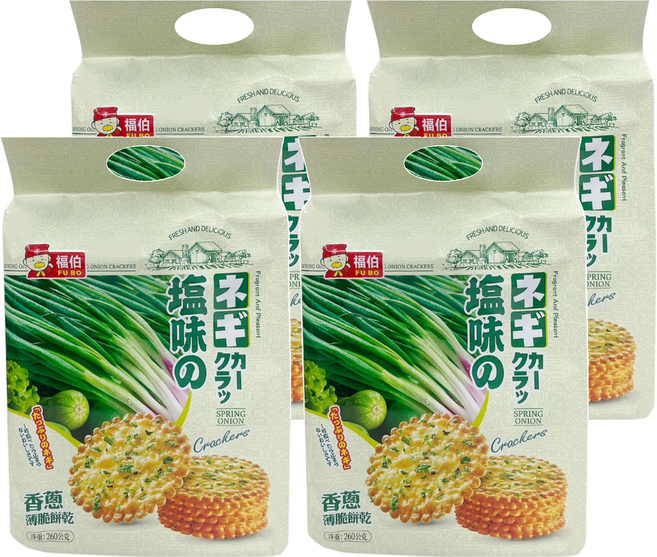 日日旺 福伯 香蔥薄脆餅乾, 260g, 4包