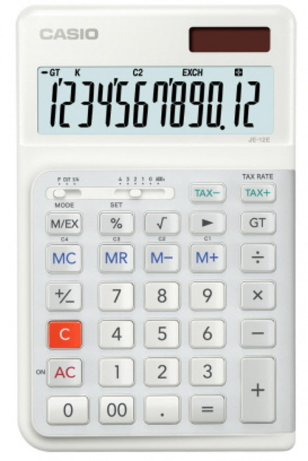 CASIO 卡西歐 人體工學設計 3度計算機 JE-12E, 1個, 白色(JE-12E-WE)