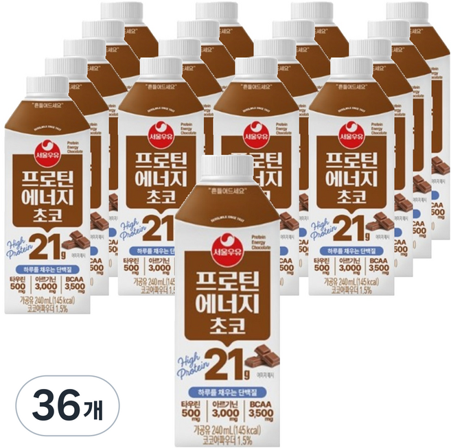 서울우유 프로틴 에너지 초코, 240ml, 36개