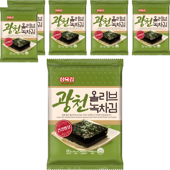 삼육김 광천 올리브녹차김 전장김, 6개, 20g