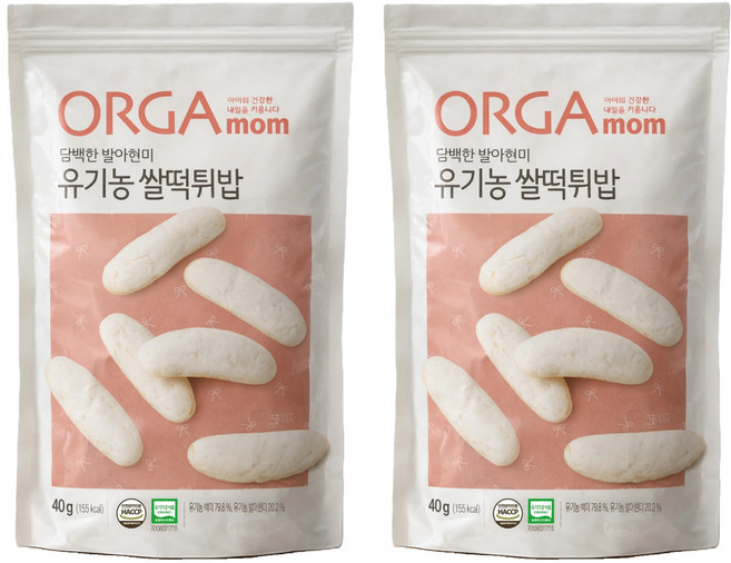 올가맘 담백한 발아현미 유기농 쌀떡튀밥, 쌀맛, 2개, 40g