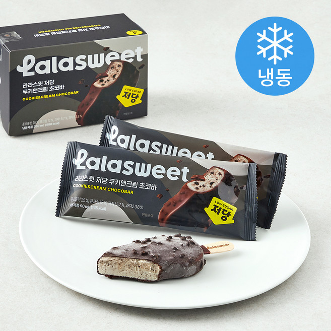 라라스윗 저당 쿠키앤크림 초코바 (냉동), 90ml, 4개입, 1개