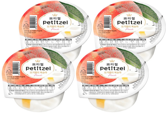 CJ petitzel 優格果凍 水蜜桃口味, 210g, 4個
