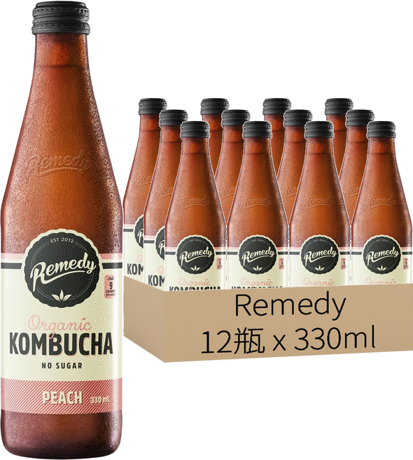 Remedy 澳式精釀康普茶 水蜜桃風味, 330ml, 12瓶