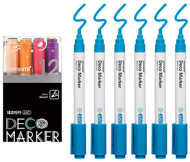 모나미 데코마카 460 12색 B + 피콕블루 6p 세트, 1세트