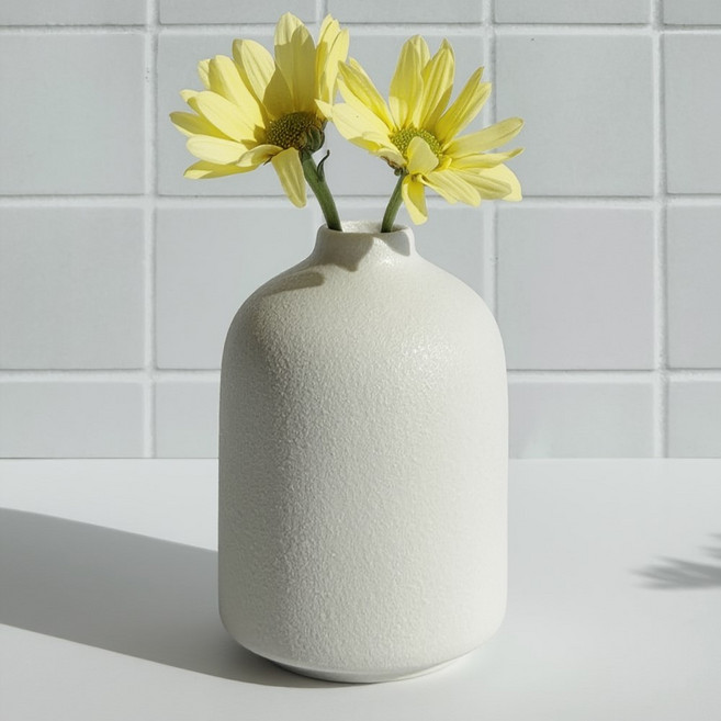 엔도브 도자기 꽃 화병, 화이트