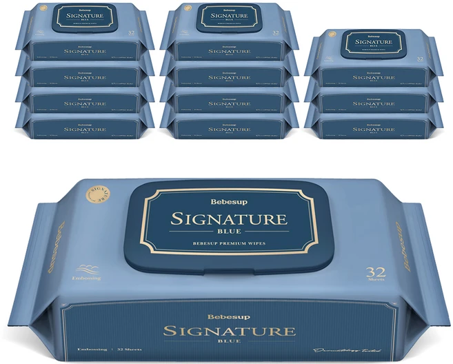 베베숲 시그니처 블루 유아물티슈 캡형, 75g, 32매, 12개 - 쿠팡
