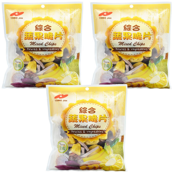 TONG JIH 統記食品 綜合蔬果脆片, 170g, 3包