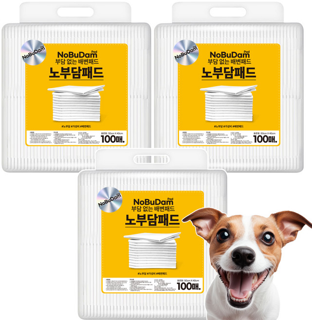 강아지 노부담 절약형 무형광 배변패드 무향, 100개입, 3개
