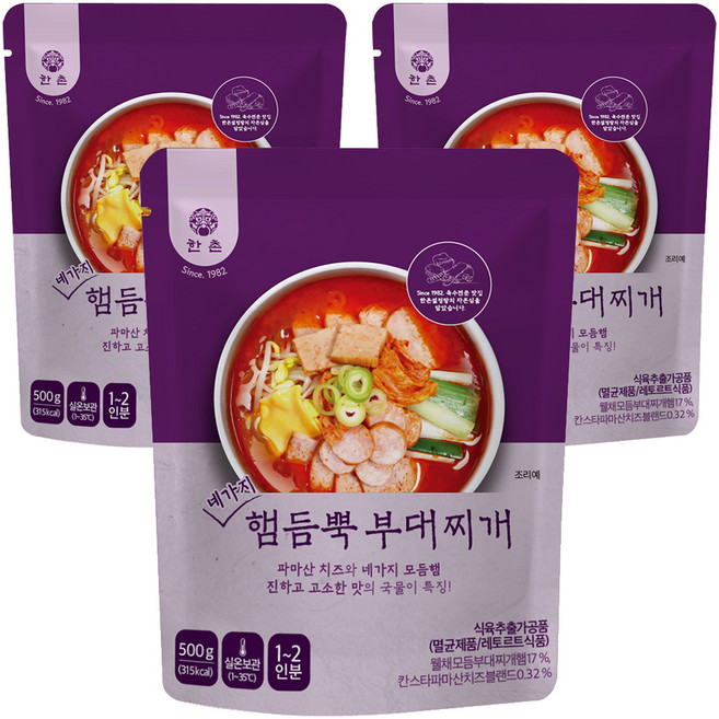 한촌 네가지 햄듬뿍 부대찌개, 3개, 500g
