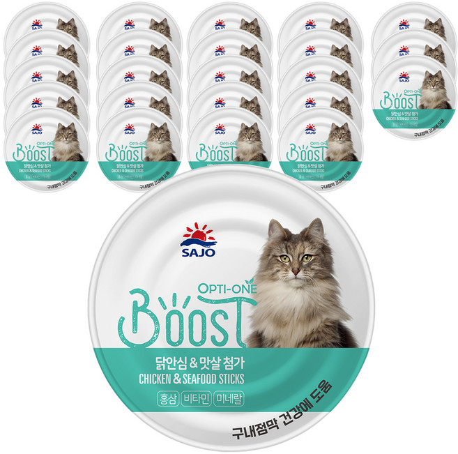 사조옵티원 고양이 부스트 간식캔, 혼합맛(닭안심/맛살), 160g, 24개
