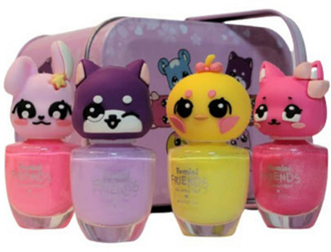 투미니 프렌즈 수성 매니큐어 고양이 + 병아리 + 강아지 + 토끼 + 틴케이스 세트, 트윙클핑크(고양이), 레몬옐로우(병아리), 라벤더(강아지), 피치핑크(토끼), 1개