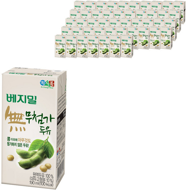 베지밀 무첨가 두유, 190ml, 48개
