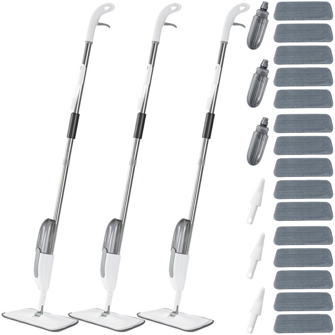 하비티 간편세척 스프레이 밀대걸레 + 극세사 패드 5개 + 스크레이퍼, 3세트