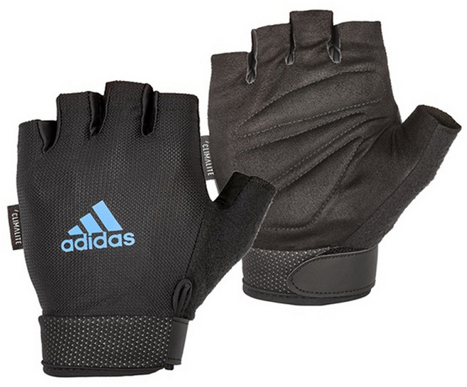 adidas 愛迪達 可調式透氣短指訓練手套, 藍色, 1雙