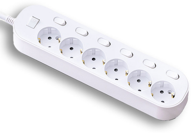 엘리펀탭 안심 자동소화 개별 멀티탭 6구, 1.5m, 화이트, 1개