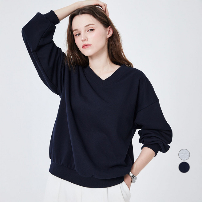 ELLE PARIS 브이넥 스웻셔츠