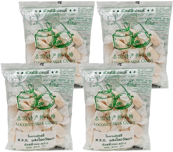 Saeng Thai 椰子風味牛奶糖, 4袋, 110g