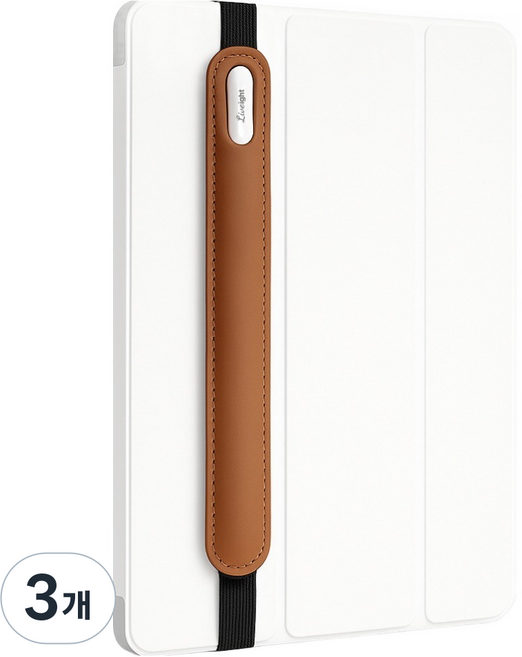 리브에잇 테블릿 펜 보관 탄성 밴드 가죽 케이스 15 x 195 mm, 밝은 갈색, 3개