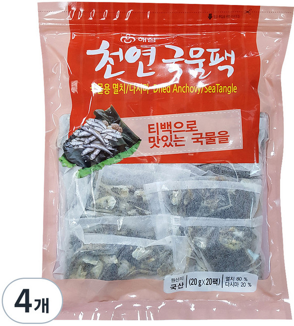 해심 천연국물팩, 400g, 4개