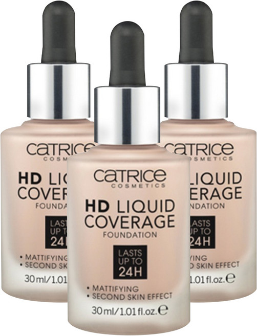 캐트리스 HD 리퀴드 커버리지 파운데이션 30ml, 020호 로즈베이지, 3개