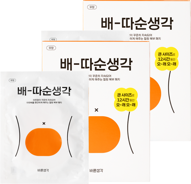 바른생각 파스형 배 따순 생각 핫팩 5p, 2개