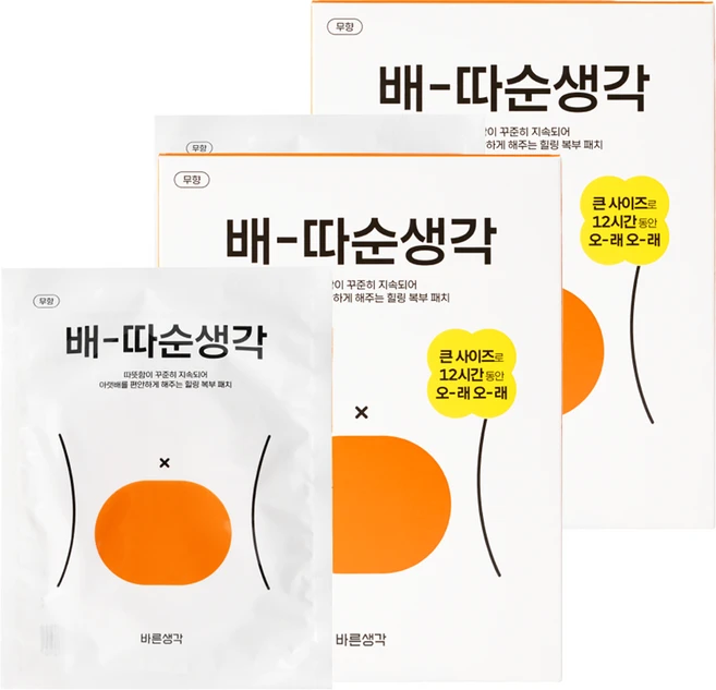 바른생각 파스형 배 따순 생각 핫팩 5p, 2개 - 쿠팡