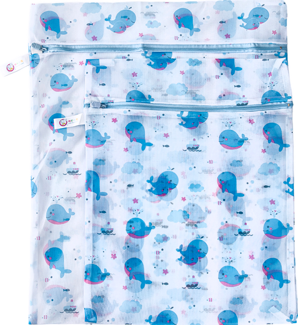 Little Pink Rabbit 粉彩小兔 鯨魚寶寶細網洗衣袋 60 x 50cm, 藍色 + 白色, 12個