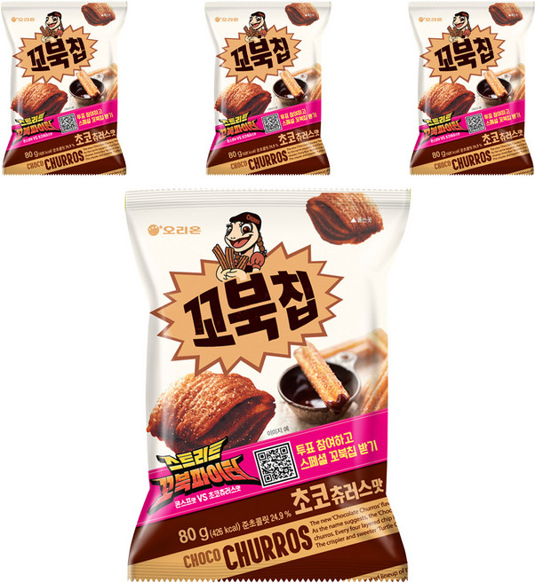 꼬북칩 초코츄러스, 80g, 4개