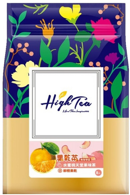 High Tea 伂橙 果乾茶 水蜜桃天堂果味茶 + 柳橙乾, 8包, 6g, 1袋