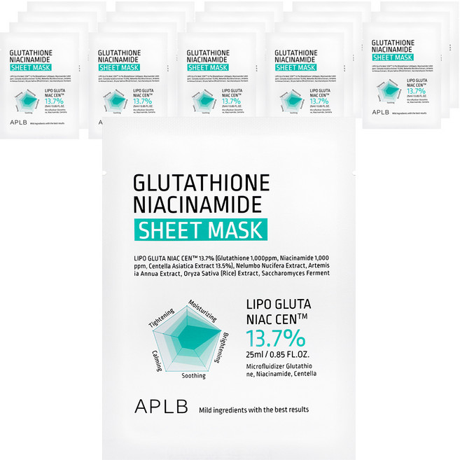 APLB 글루타치온 나이아신아마이드 시트 마스크, 1개입, 20개