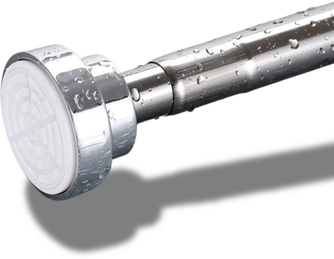 하이어데코 미끄럼방지 샤워 커튼봉 못없이 욕실 압축봉, 스테인리스 실버