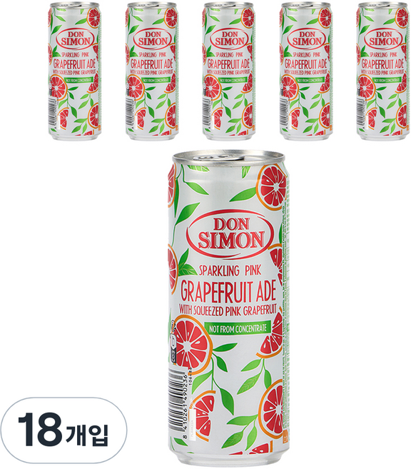 돈시몬 착즙 스파클링 자몽에이드, 330ml, 18개입