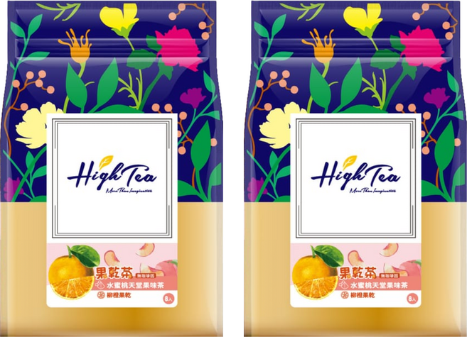 High Tea 伂橙 果乾茶 水蜜桃天堂果味茶 + 柳橙乾, 8包, 6g, 2袋