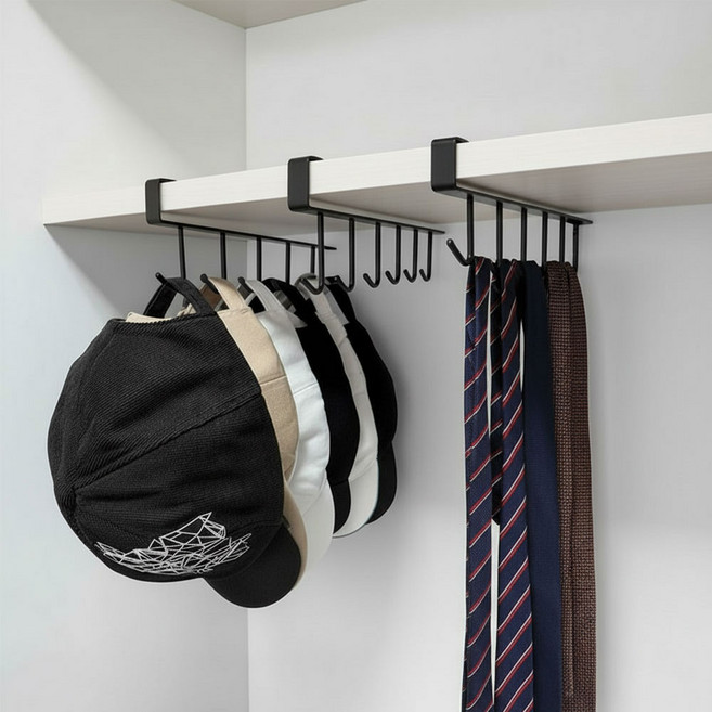 대한 틈새 공간활용 옷장 정리 6구 수납 걸이, 블랙, 3개