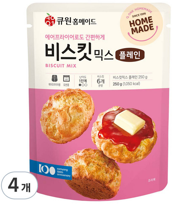 큐원 홈메이드 비스킷믹스 플레인, 4개, 250g