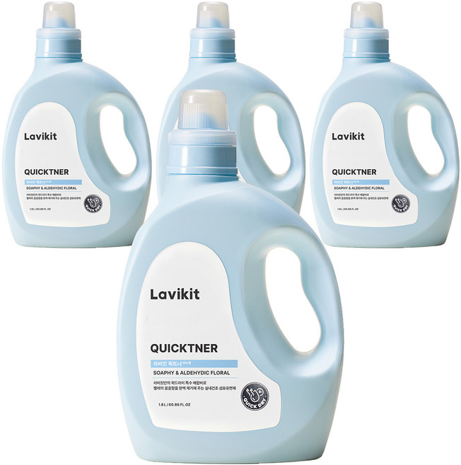 라비킷 퀵트너 섬유유연제 비누향 본품, 1.8L, 4개