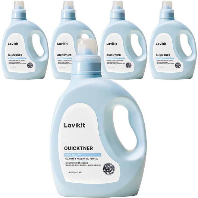 라비킷 퀵트너 섬유유연제 비누향 본품, 1.8L, 5개