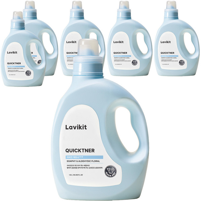 라비킷 퀵트너 섬유유연제 비누향 본품, 6개, 1.8L