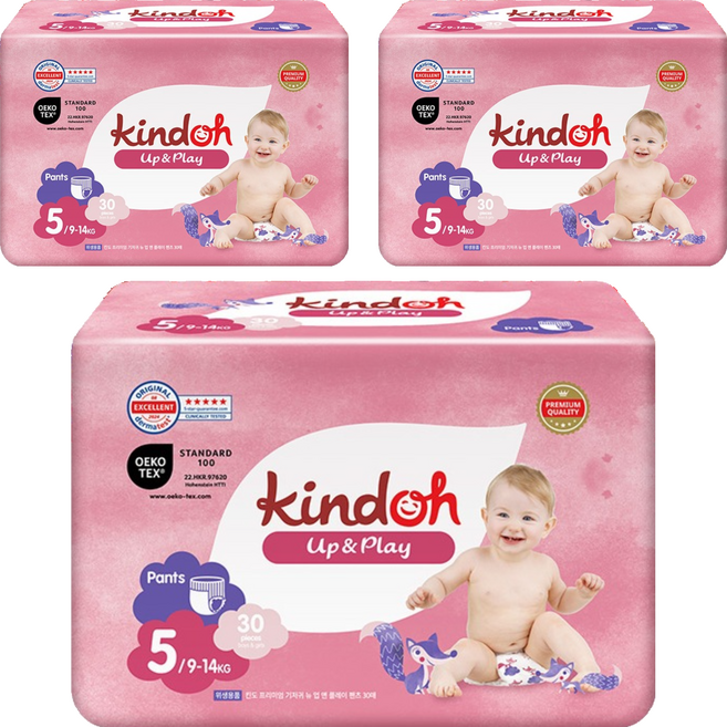 킨도 프리미엄 업앤플레이 팬티형 기저귀 남녀공용 특대형, 5단계, 90매