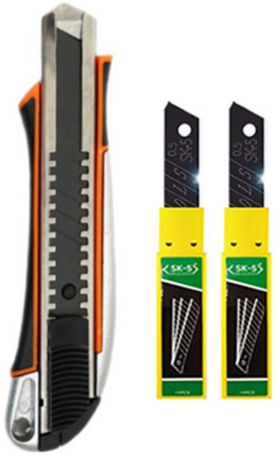 다다 스트롱 SK5 고강도 특수 대형 커터칼 + 커터날 20p 세트, 블랙(커터칼), 1세트